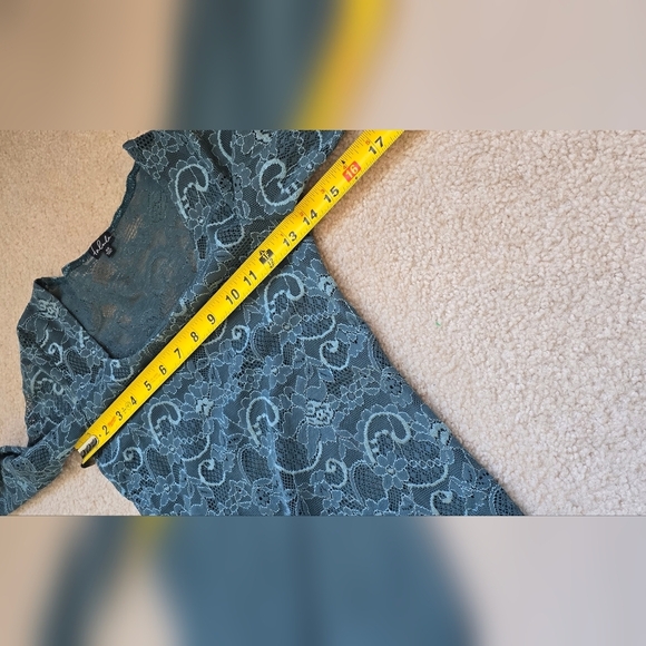 Talula “Clarendon” Teal Blue Lace Long Sleeve Dress/Tunic/Sheer/ Feminine - Picture 7 of 10